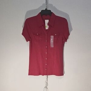 Style & Co. Vibrant Pink Short Sleeve Shirt (1196)